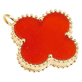 K18YG イエローゴールド シェル(赤) クローバー 四つ葉 モチーフ ペンダントトップ レディース 【中古】